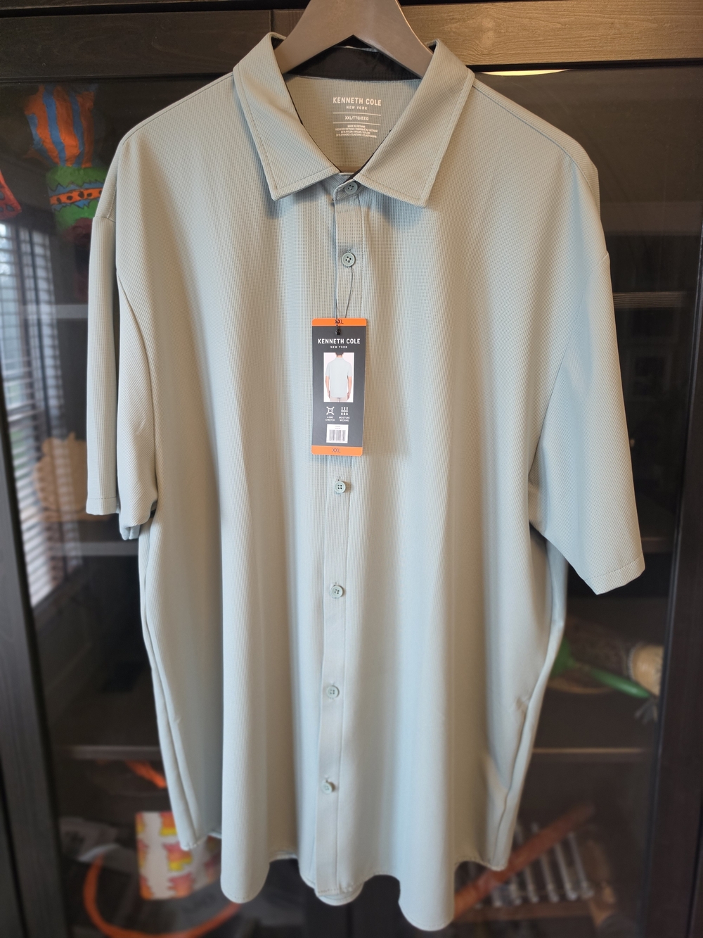 Kenneth Cole Men's Short-Sleeve Button-Down Shirt — Sage Green